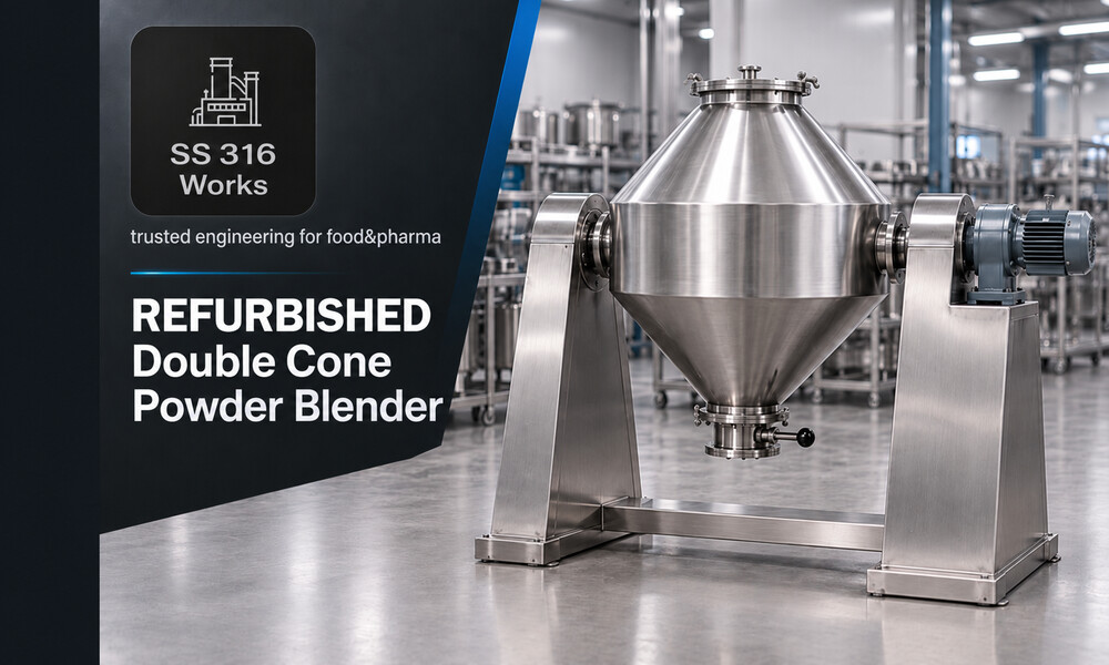 SS316 Double Cone Blender Manufacturer in India – Powder Mixing Equipment