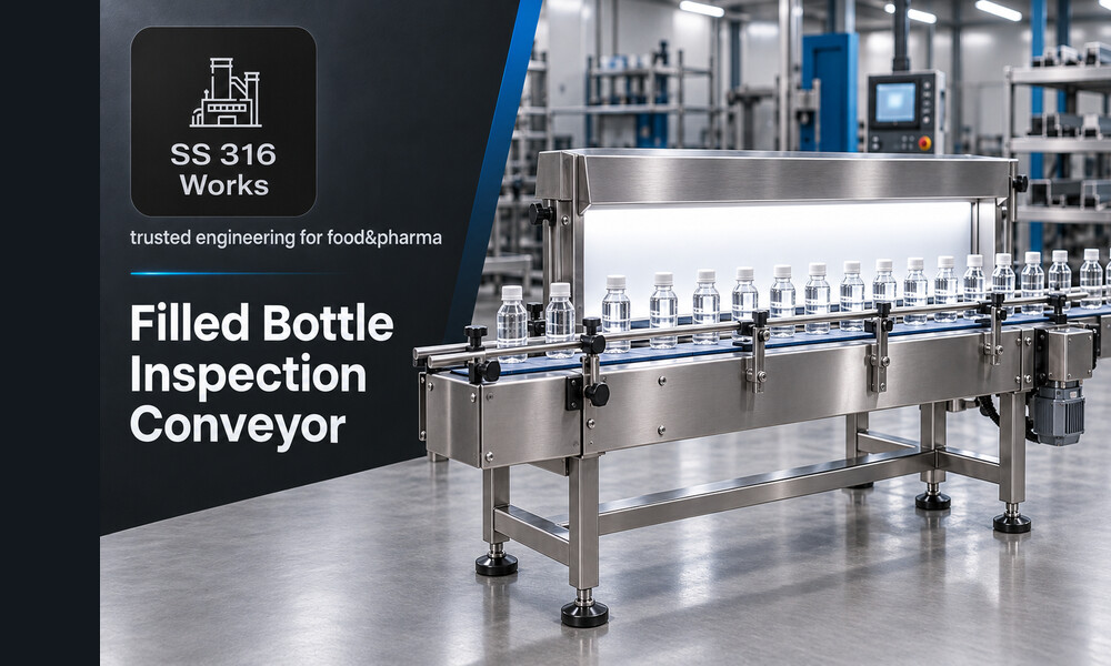 Filled Bottle Inspection Conveyor Table Supplier in India